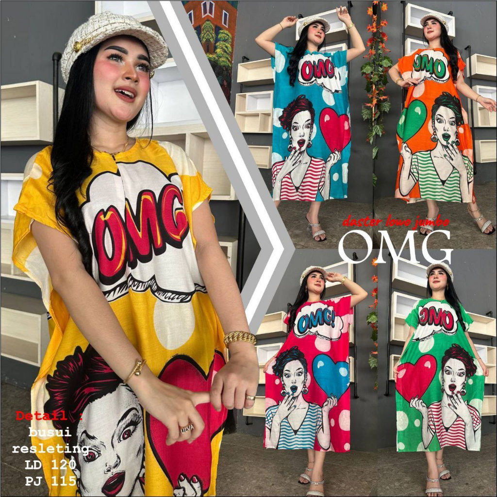 Daster Jumbo Busui Lowo Resleting Print Sablon SARAZZ SERIES Rayon Viral Motif Kekinian