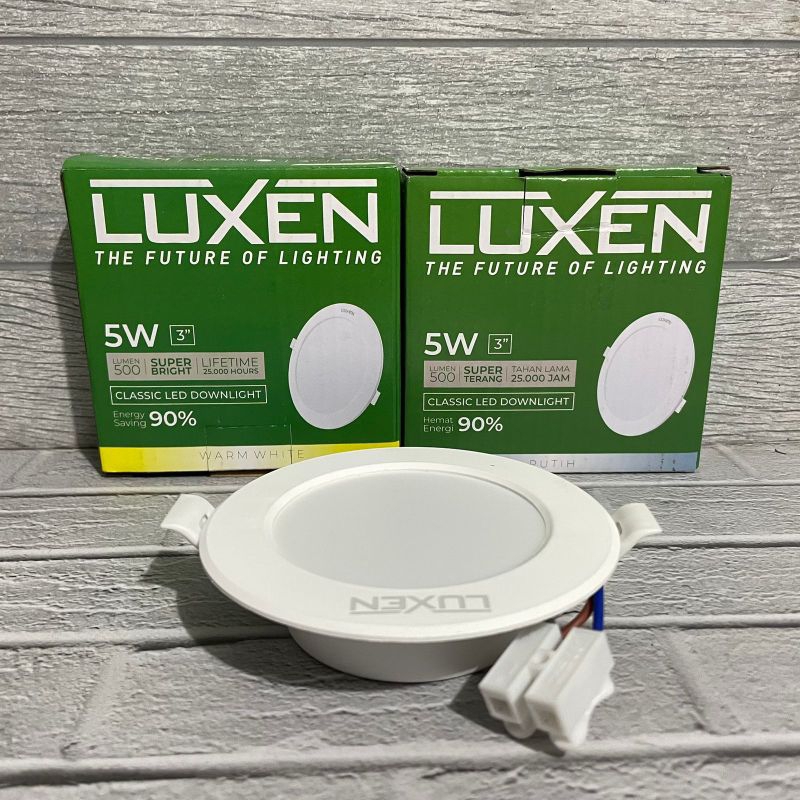 LUXEN CLASSIC DOWNLIGHT LED PANEL 5W INBOW IB BULAT TANAM DALAM PLAFON PUTIH COOL DAYLIGHT 6500K KUNING WARM WHITE 3000K NATURAL SEMU 4000K BERGARANSI 1 TAHUN BAGUS KUALITAS TERJAMIN