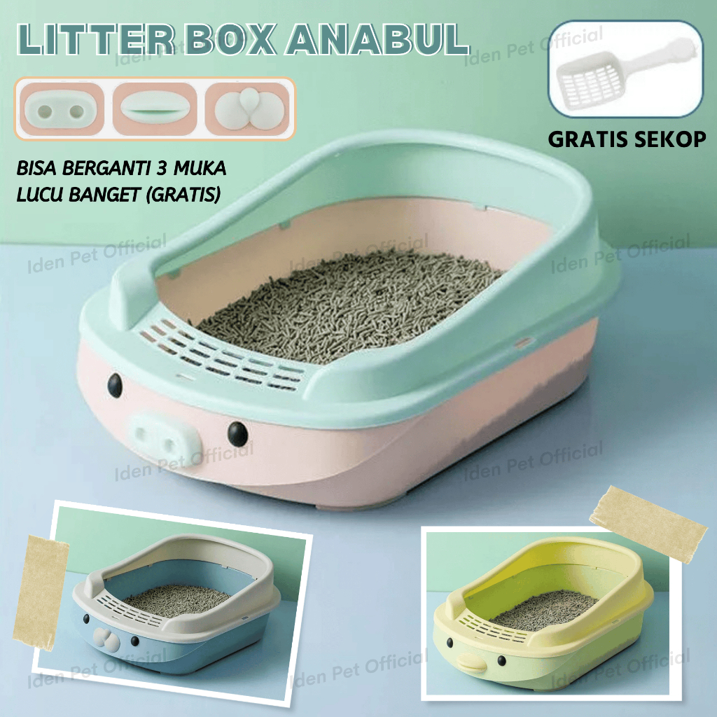 Litter Box Kucing Cat Toilet Tempat Bak Pasir Kucing Baskom Poop Pup + Sekop Shovel