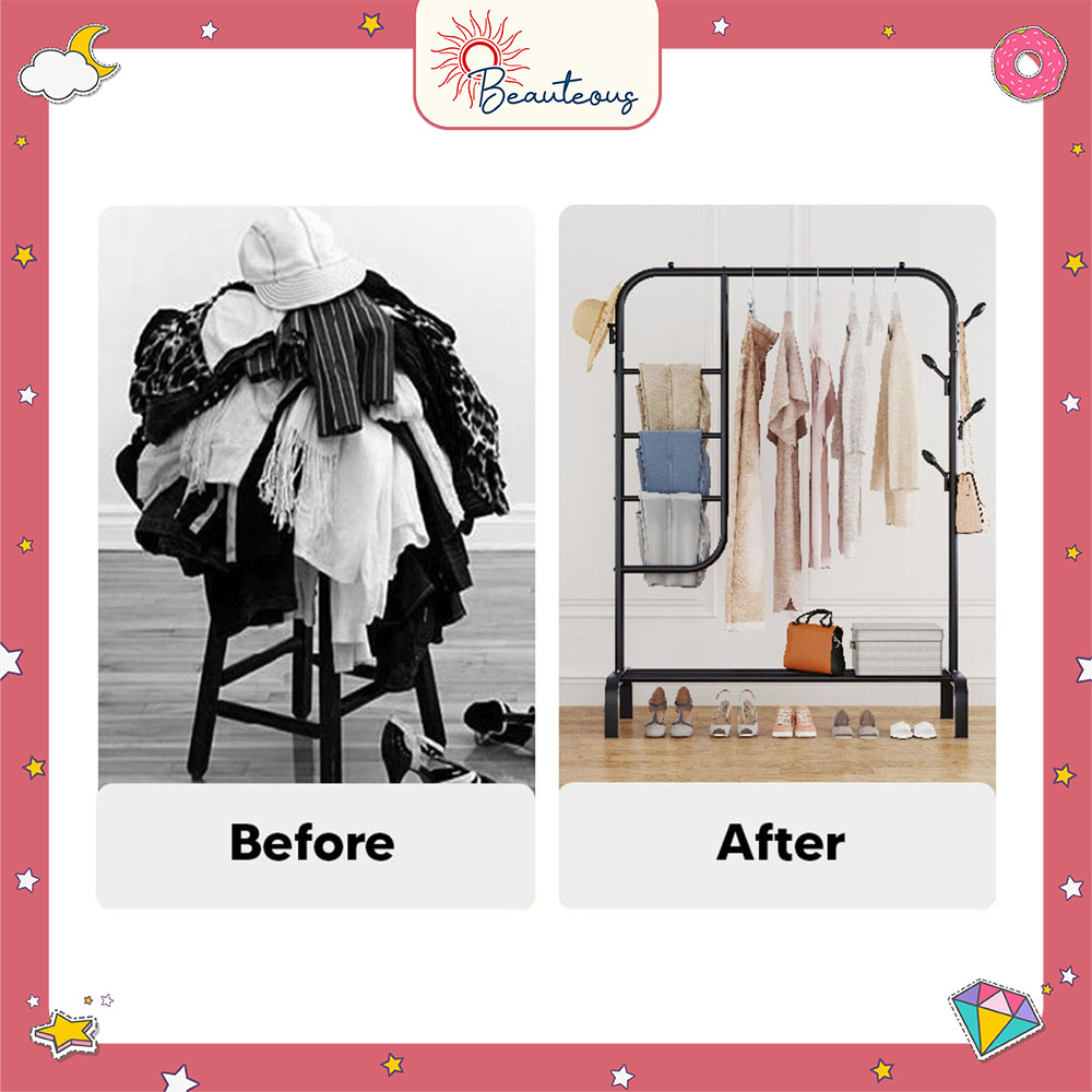 Rak Hijab Tingkat Stand Hanger Hijab Jilbab Gantungan Tas Celana Gawang Besi