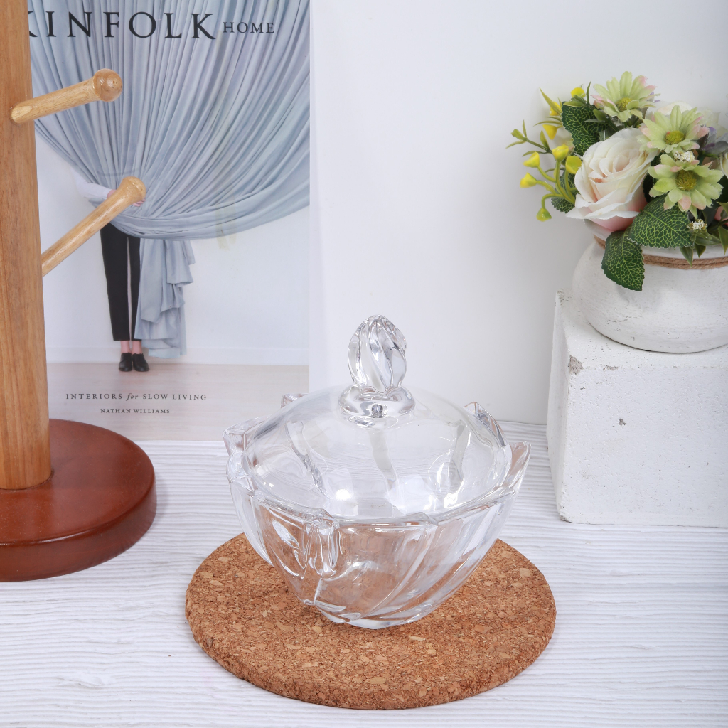 Capodimonte Candy Pot / Tempat Permen / Toples Kaca Transparan