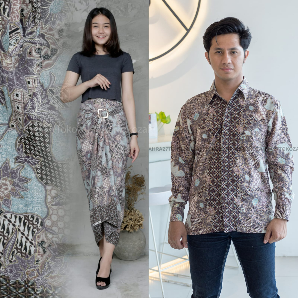 Couple Kemeja Batik Rok Lilit batik Lengan Panjang MOTIF KUACI