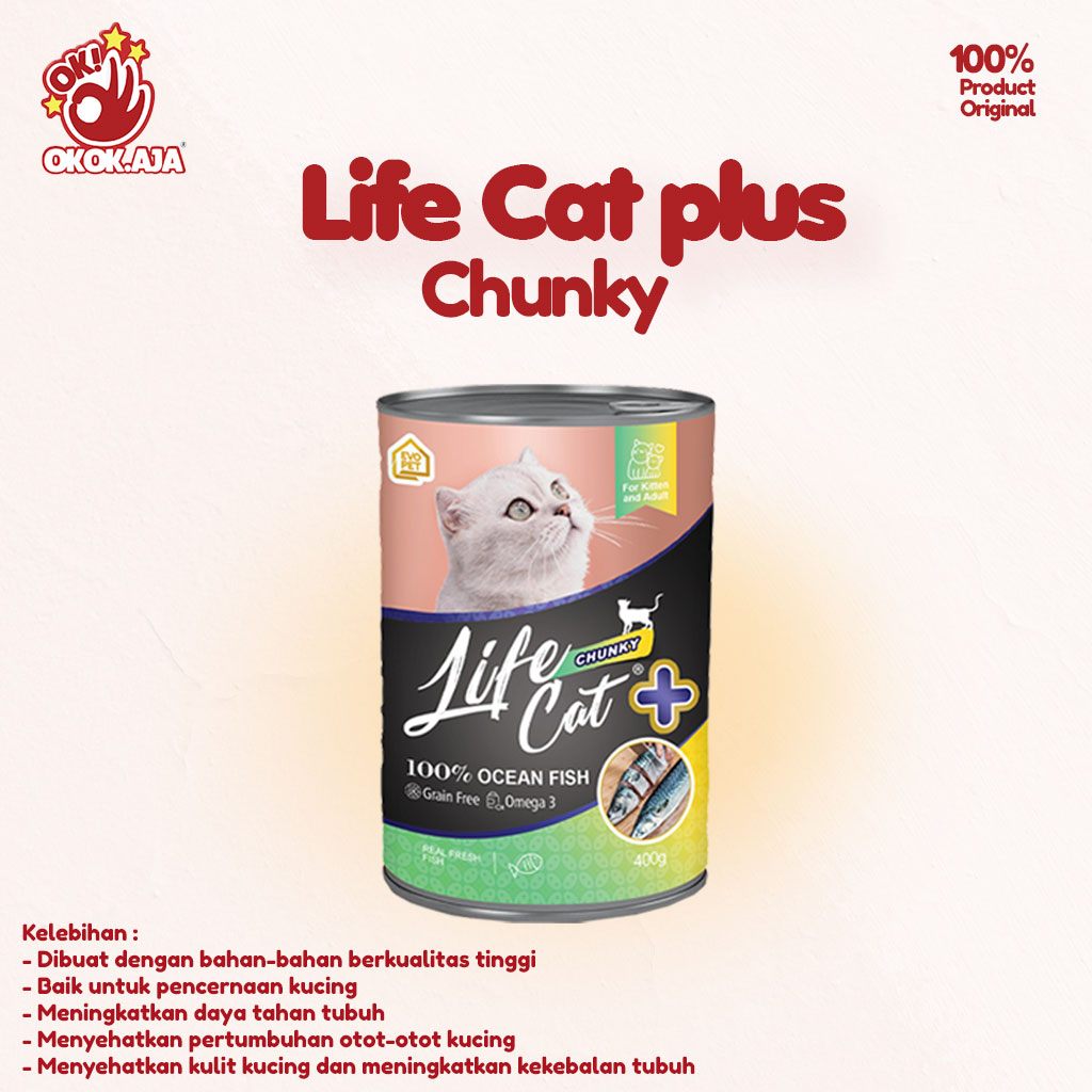 LIFE CAT PLUS kaleng 400gr -  makanan kucing basah premium dan murah