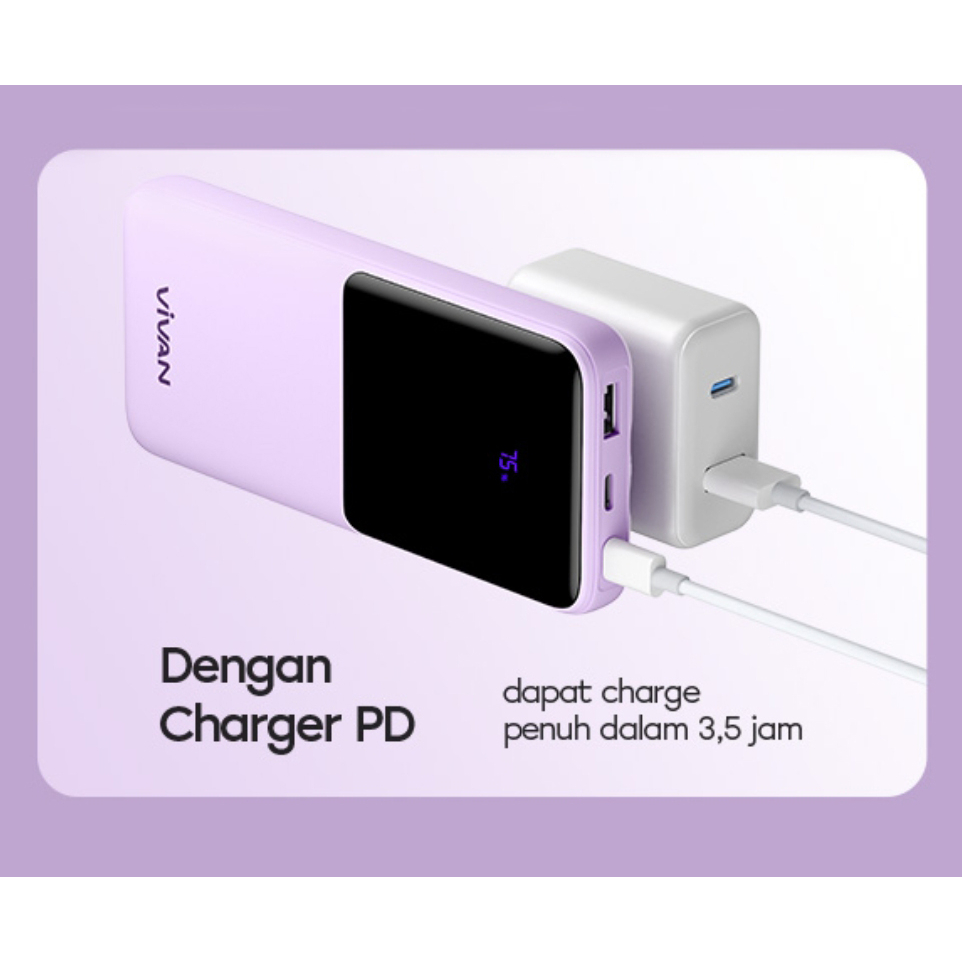 Power Bank Vivan 10000 Mah LED Display Pengisian Cepat 22,5W Quickcharge PD3.0 VOOC Kompatibel dengan Semua Jenis Smartphone