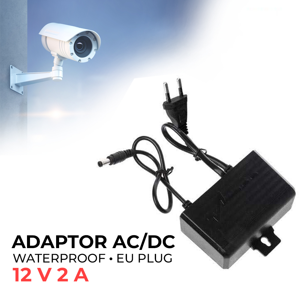 Adaptor 12 V 2 A Power Supply AC DC Outdoor Waterproof EU Plug - 1220 - Black