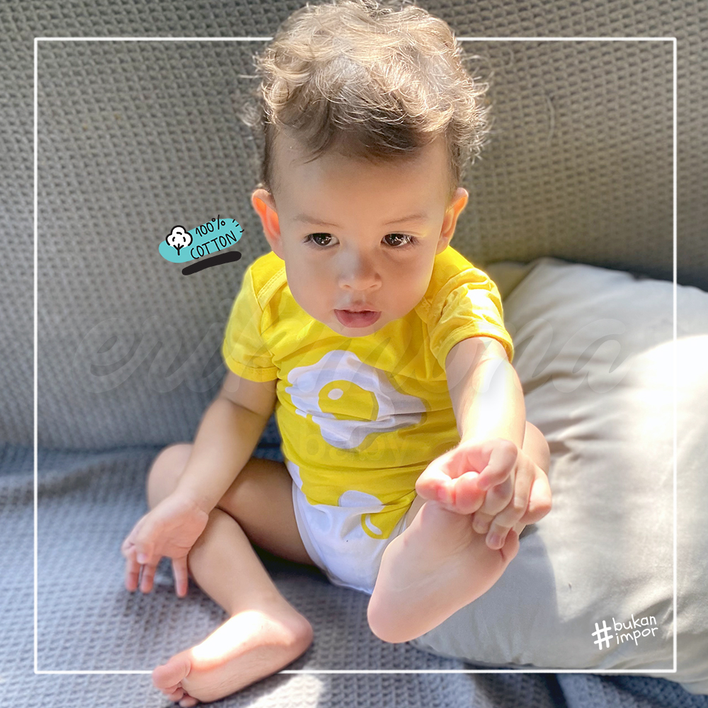 Ermon Baby - Jumper Bayi Laki Laki Perempuan Baju Baby Lucu Karakter motif Telur Telor usia 0 - 12 Bulan