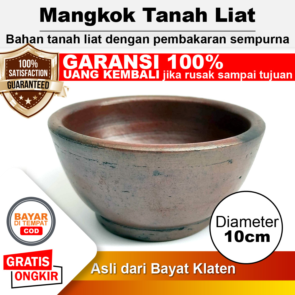 Mangkok Tanah Liat Asli Gerabah Gelas Mangkok Dawet Khas Tradisional - D 10 cm