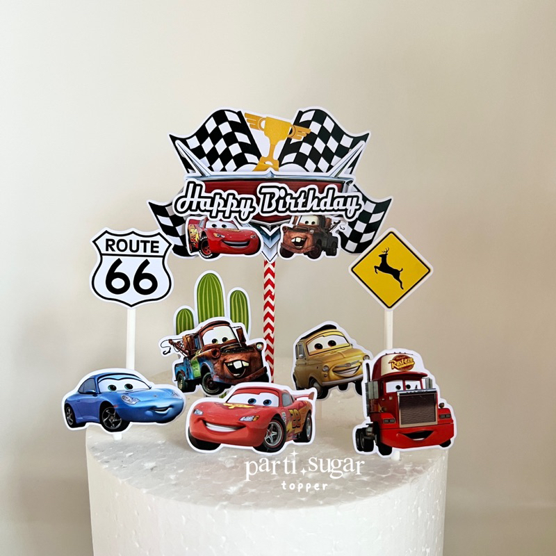 Custom Cake Topper 3D Hiasan Kue - Dekorasi Ulang Tahun - Karakter Mobil Cars Disney Cars