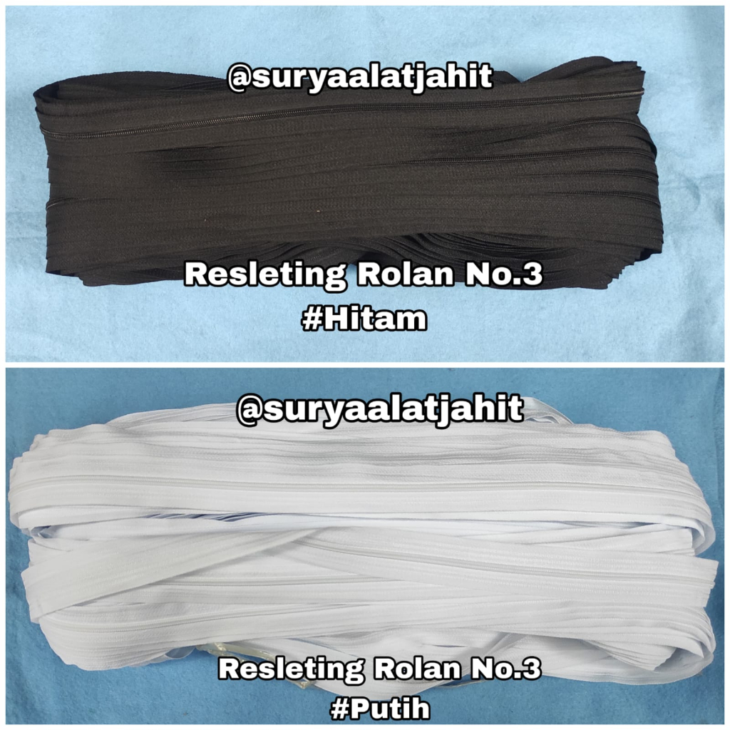 Daun Resleting Hrm Coil No.3 @+/-100y Putih/Hitam =rp.51.000/Rol
