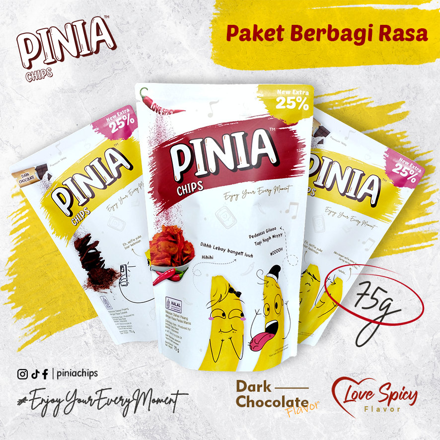 

PROMO PAKET BERBAGI RASA!!! 3 Pcs Bersama Pinia Chips - 2 Pcs Dark Chocolate Flavour dan 1 Pcs Love Spicy Flavour | Cemilan Keripik Pisang Viral dan Kekinian