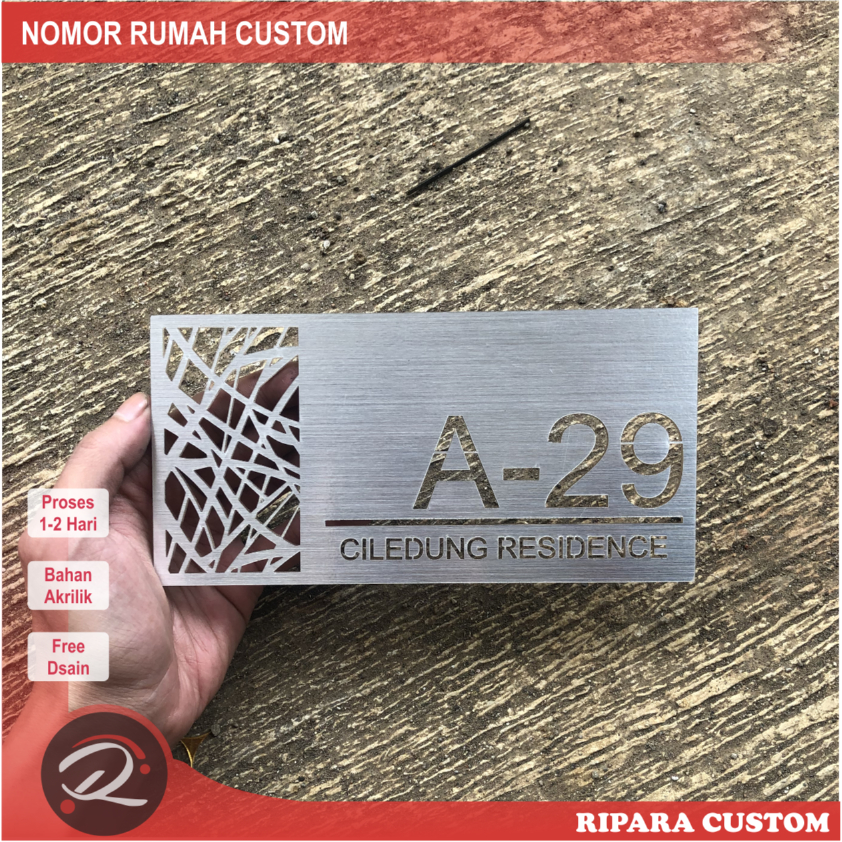 nomor rumah motif stainless . nomor rumah akrilik . no rumah custom . no rumah akrilik