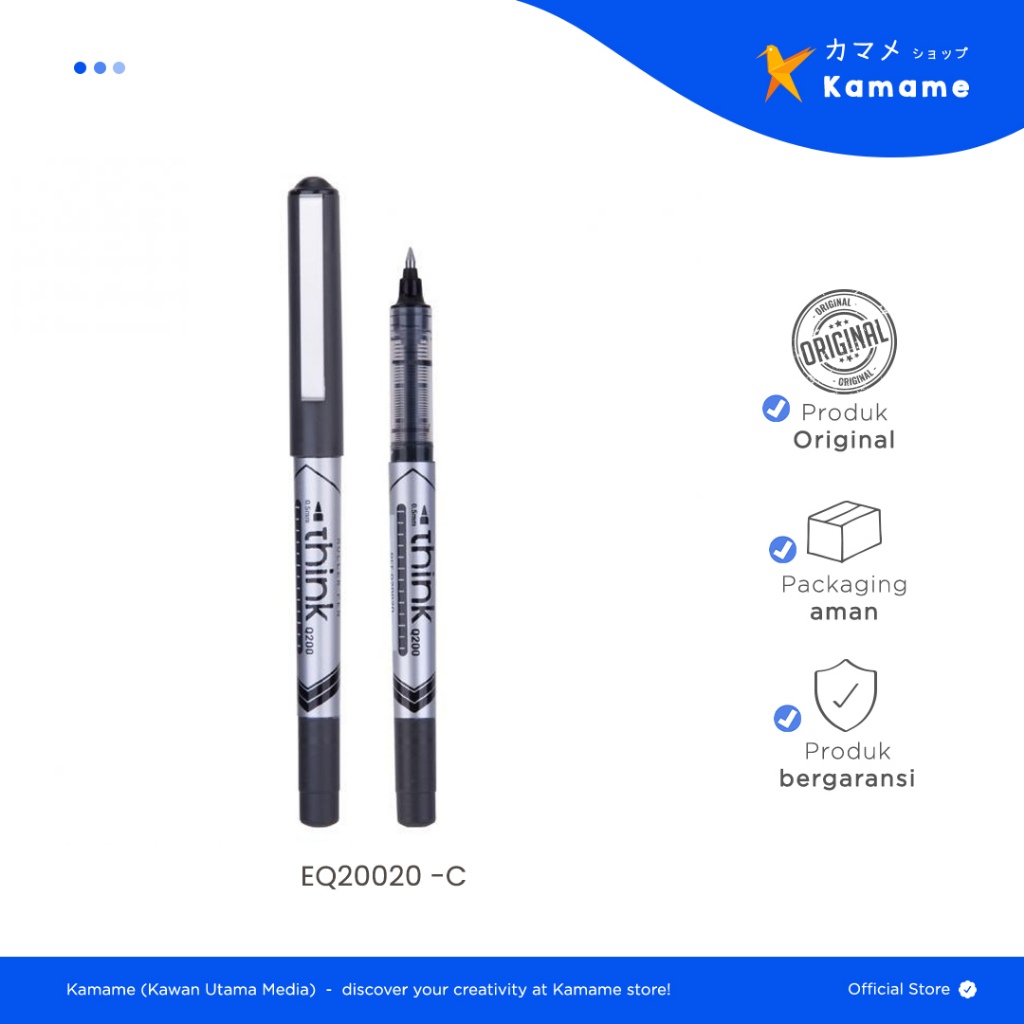 

Deli Roller Pen - Deli Writing Instrument - Think Liquid Pen Black 0.5mm EQ20020 - Kamame