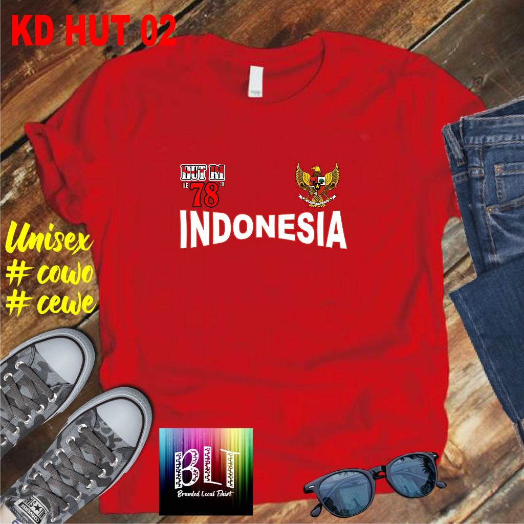 Beli 10 Pc Gratis 1 Pc Hut 02 RI 78 Kaos Terlaris 17 Agustus 1945 78 Kemerdekaan Indonesia Kaos Merah Putih Hitam Kaos Cewek Cowok X6