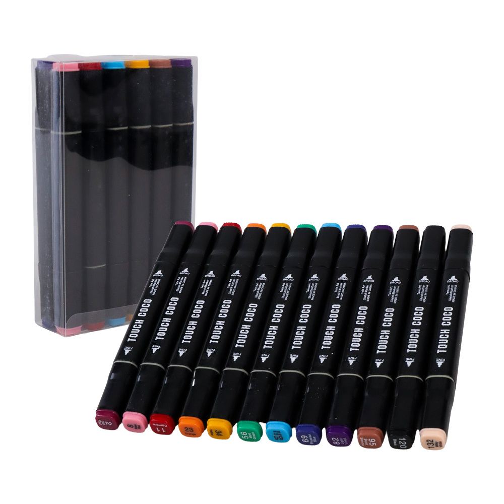 TOUCH COCO Spidol Dual Side Art Sketch Marker Drawing Set 12 Color - T12 - Multi-Color