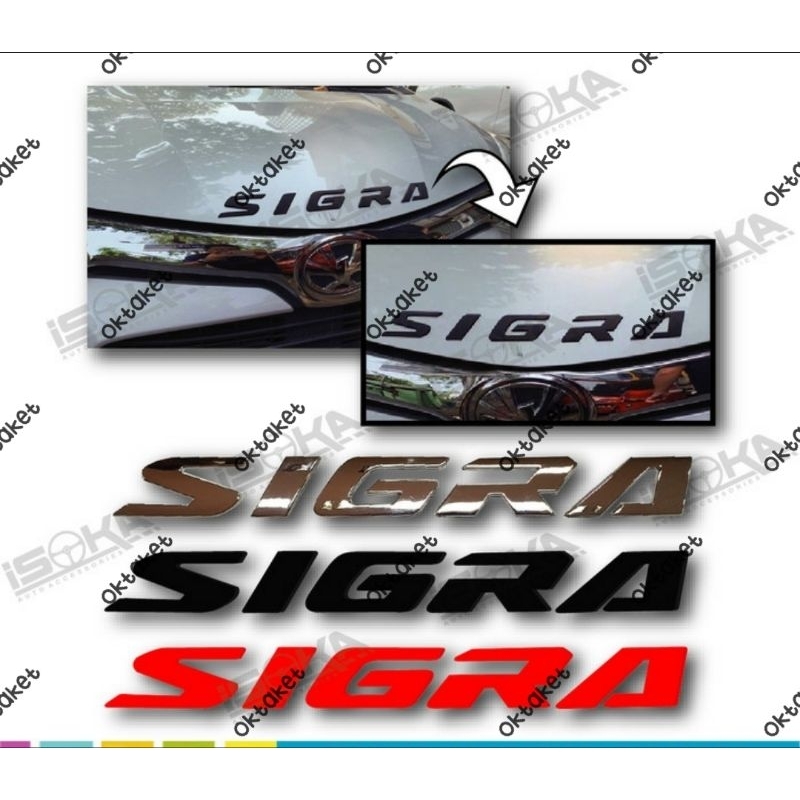 emblem Logo  kap mesin Calya Sigra Hitam Chrome Merah 2016 2018 2020 2023