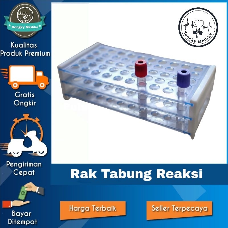 Rak Tabung Reaksi Plastik 50 Lubang 12 x 75mm  Rak Tabung Reaksi