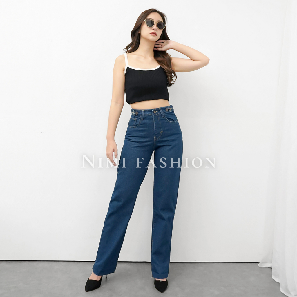 NIMI - Jeans Highwaist Loose Celana Jeans Kulot Hw Yuri