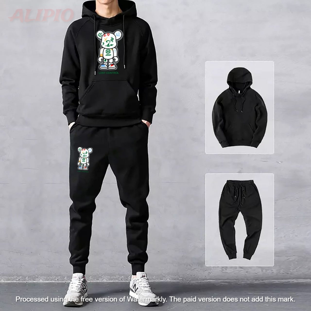 Setelan Pria Sweater Hoodie + Jogger Pria Robot Alipio Hoodie / Celana Panjang Cwok