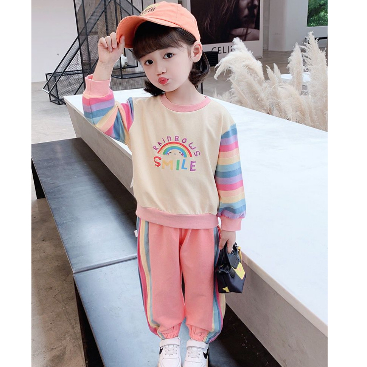 Setelan Sporty Anak Perempuan Motif  Rainbow Smile