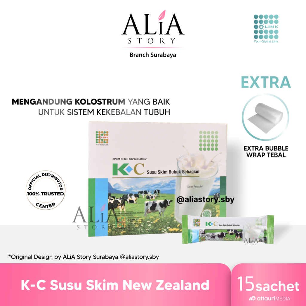 

K-C Susu Skim Bubuk Kolostrum Original New Zealand Milk Powder 1 Box isi 15 Sachet ALiA Surabaya K Link Official Original Store