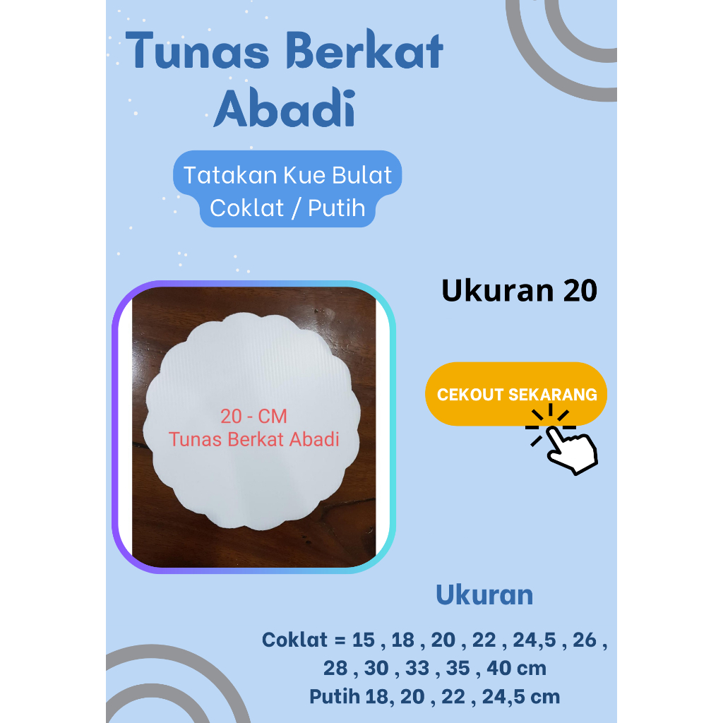 Tatakan kue coklat bulat 20 cm