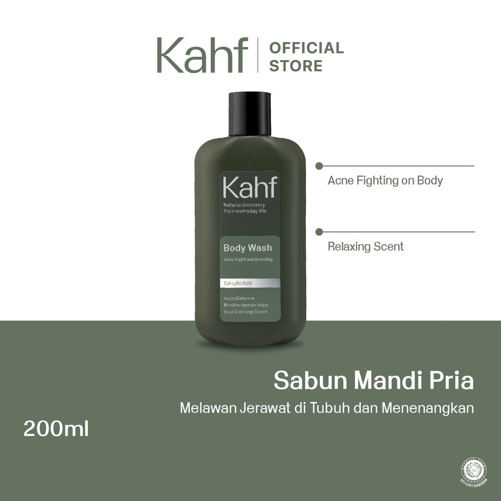 Kahf Acne Fight and Relaxing Body Wash Brightening and Cooling 200 Ml Sabun Mandi Untuk Jerawat dan Untuk Mencerahkan