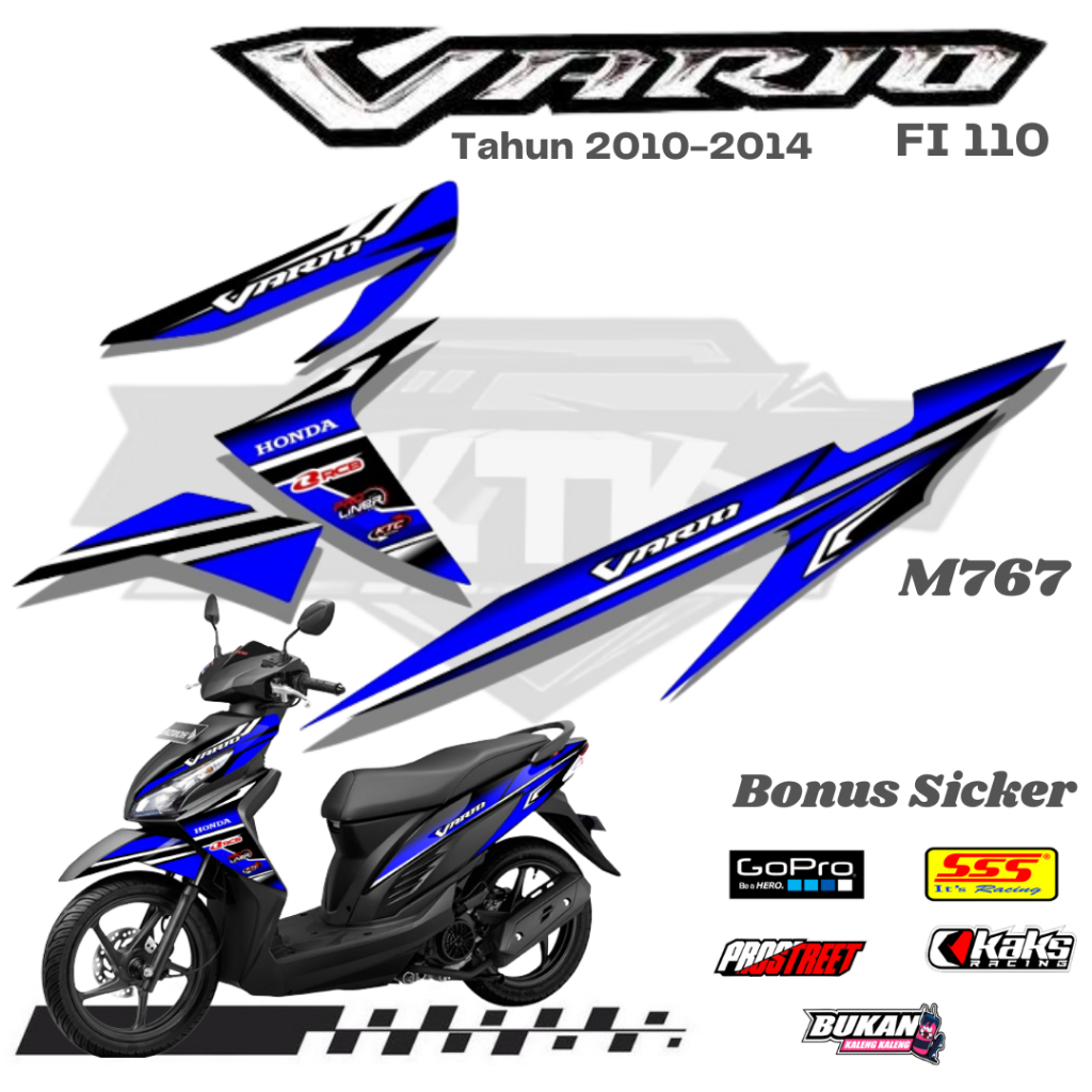 Lis Stiker Striping Honda Vario FI 110 M767 Tahun 2010 2011 2012 2013 2014 List Sticker Aksesoris Va