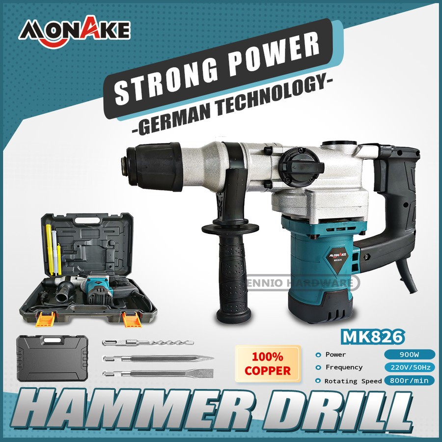 MONAKE Hammer Drill Mesin Bor Bobok tembok beton listrik rotary er