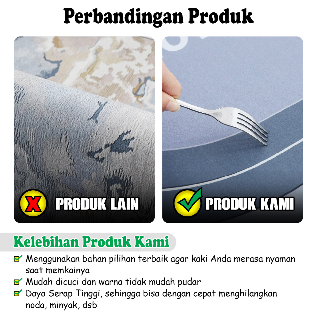 Keset Diatomite Anti Slip Keset Oval Keset Kamar Mandi Serap Air Keset Kaki Tebal 40x60cm Keset Lantai Keset Kamar Tidur Karakter - D2A1