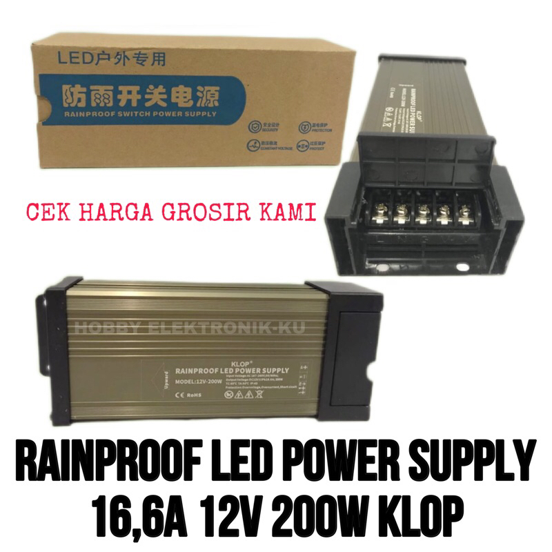 RAINPROOF LED POWER SUPPLY 16,6A 12V 200WATT KLOP