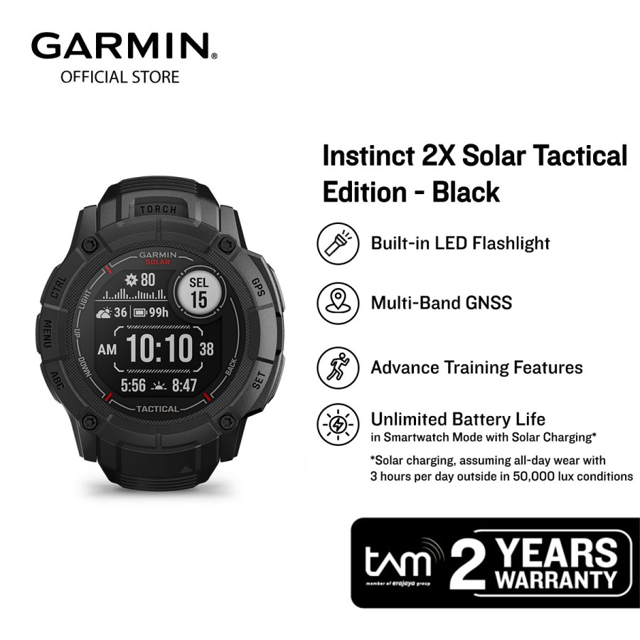 Garmin Instinct 2X Solar Tactical Edition Original - Garansi Resmi TAM