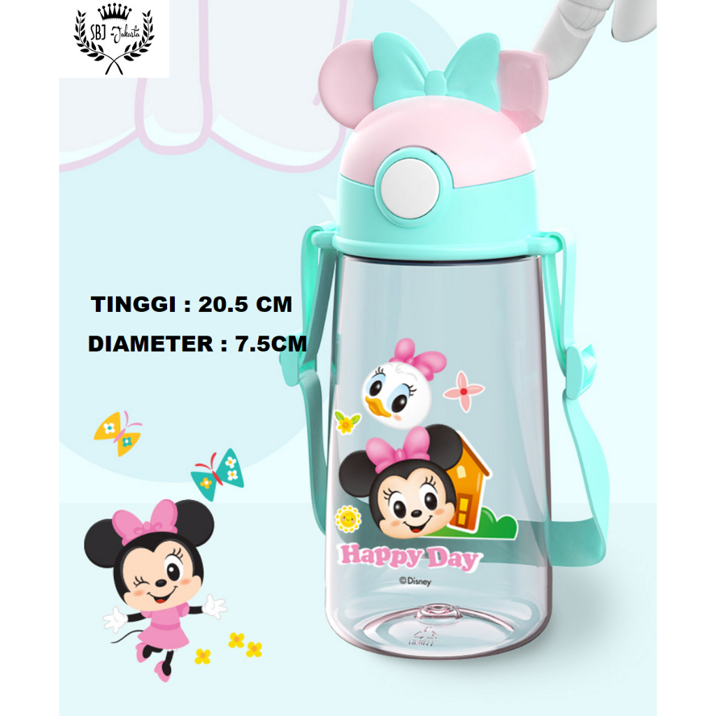 BOTOL MINUM ANAK TRITAN BPA FREE 500 ml Original Mickey Minnie Disney Tsum Tsum Model ada sedotan