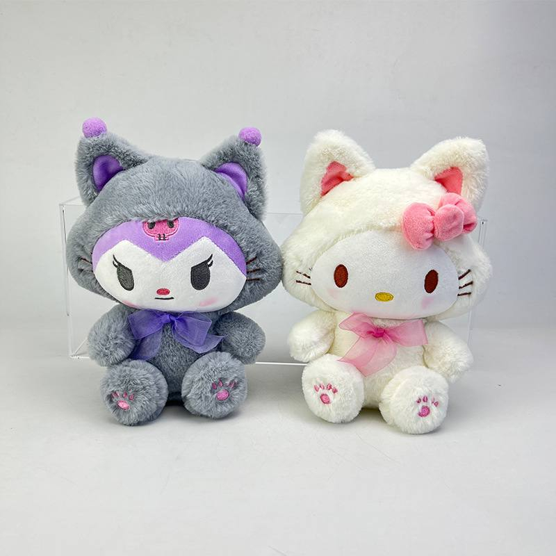 MAINAN BONEKA CINNAMOROLL MELODY KUROMI POMPOMPURIN HELLO KITTY KOSTUM KUCING PLUSH IMPOR