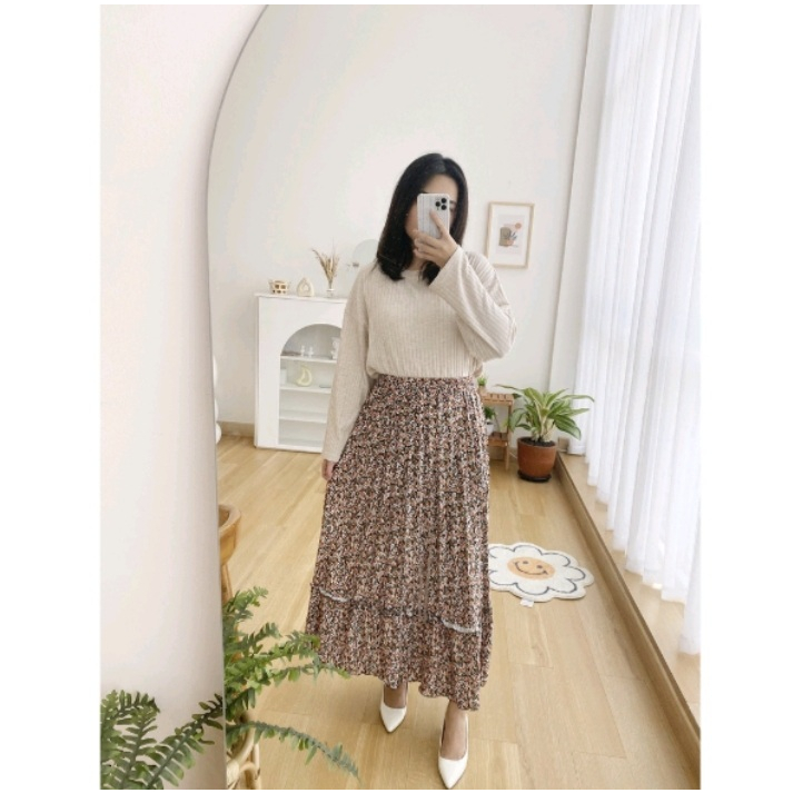 GS- ROK PLISKET SUSUN BUNGA DELI/ROK PLISKET TUTU/ROK PLISKET TINGKAT/ROK PLISKET MUSLIM PANJANG/MAXY SKIRT