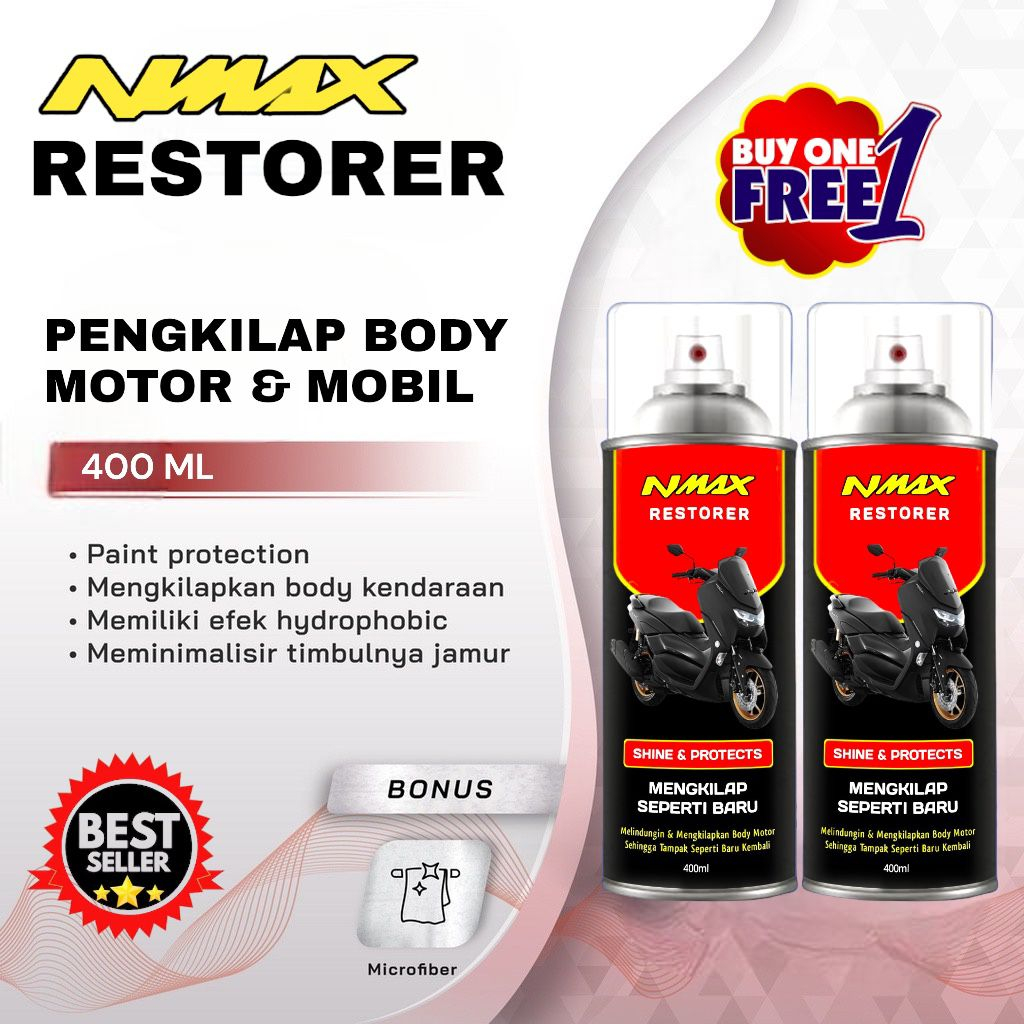 Paket Hemat 2 Botol Nmax RESTORER (Pengkilap &amp; Penghitam Body Motor / Mobil / Ban) Free Lap Back To New Restorer