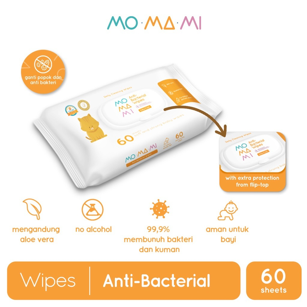 Momami Anti Bacterial Wipes Tisu Basah Bayi 60 sheets