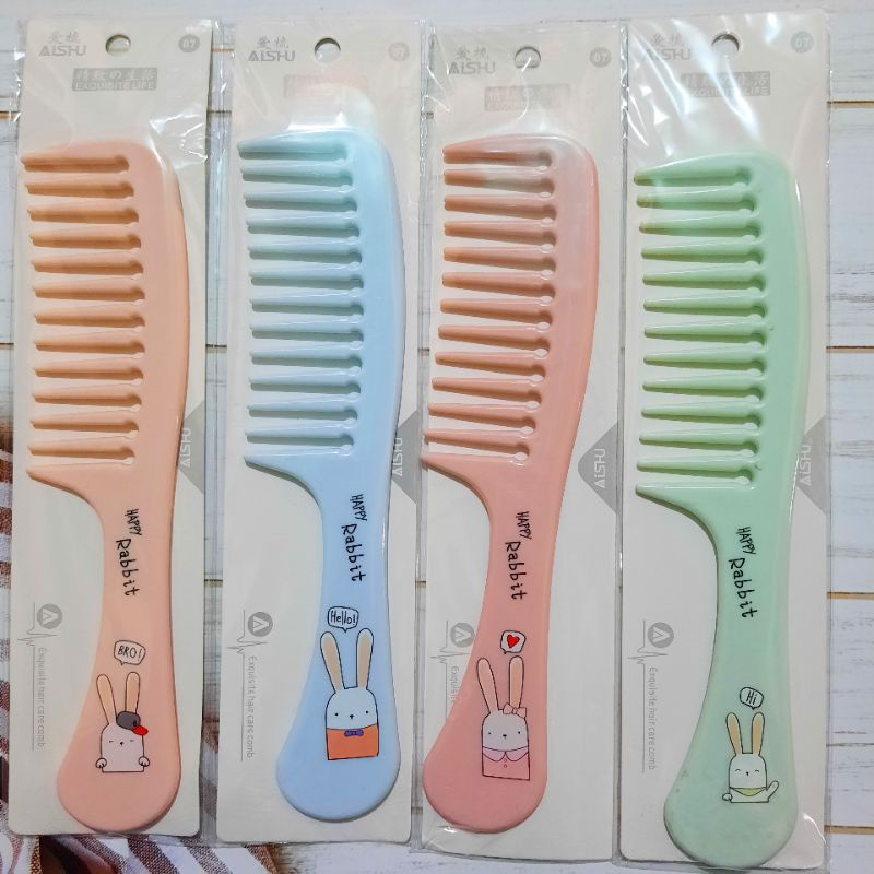 ✿ELYSABETHME✿  Sisir rambut gagang renggang bolong satu lucu aksesoris rambut hair tools