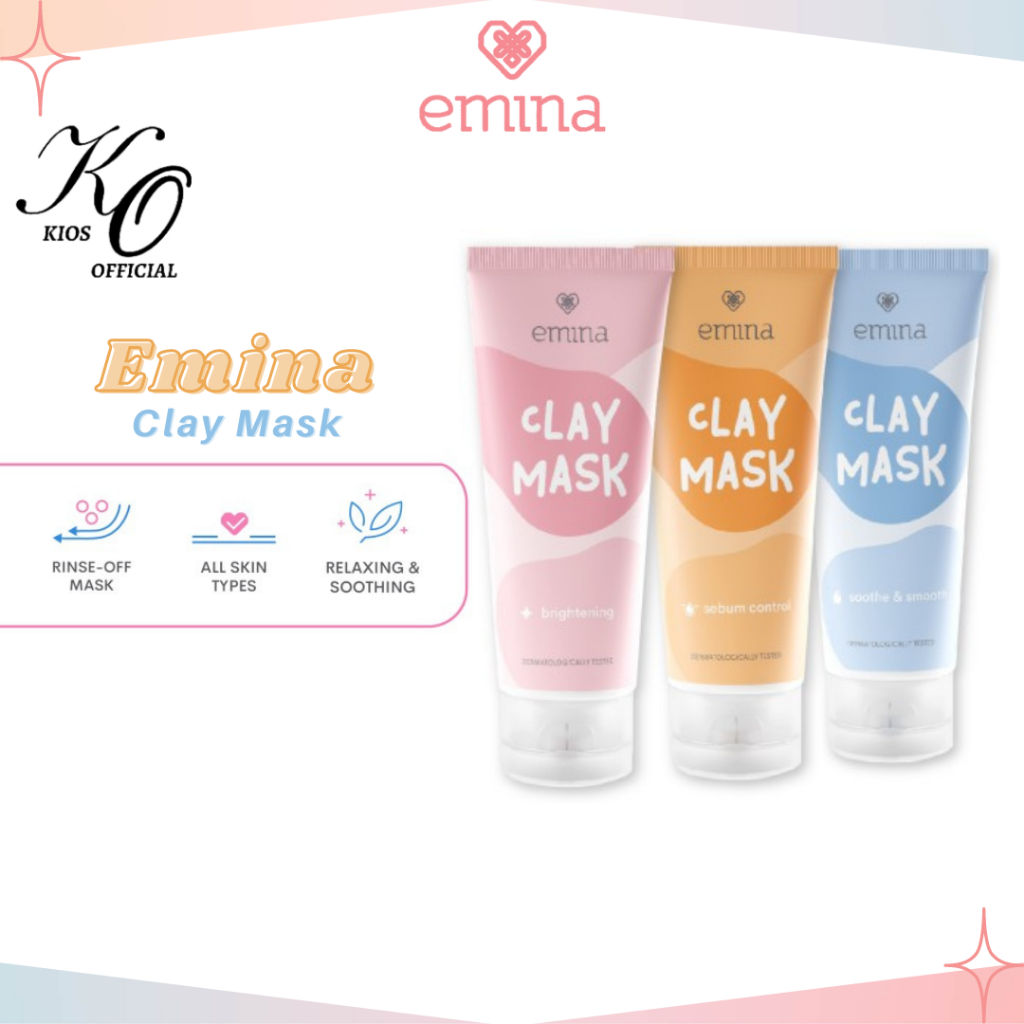 Emina Brightening | Sebum Control | Sooth &amp; Smooth Clay Mask 60ml | Masker Wajah