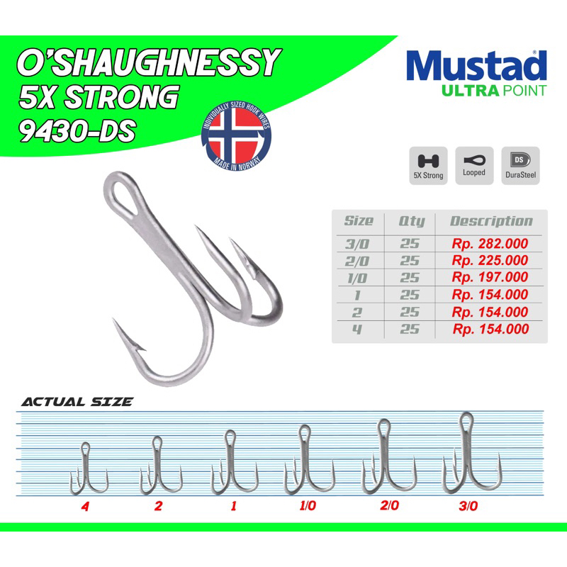 Kail pancing TREBLE HOOK MUSTAD 9430