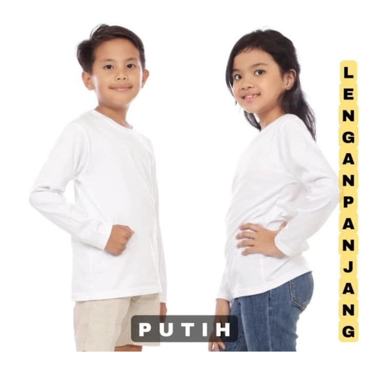 kaos polos anak panjang PUTIH - kaos polos anak lengan panjang - oblong polos anak WINSTAR