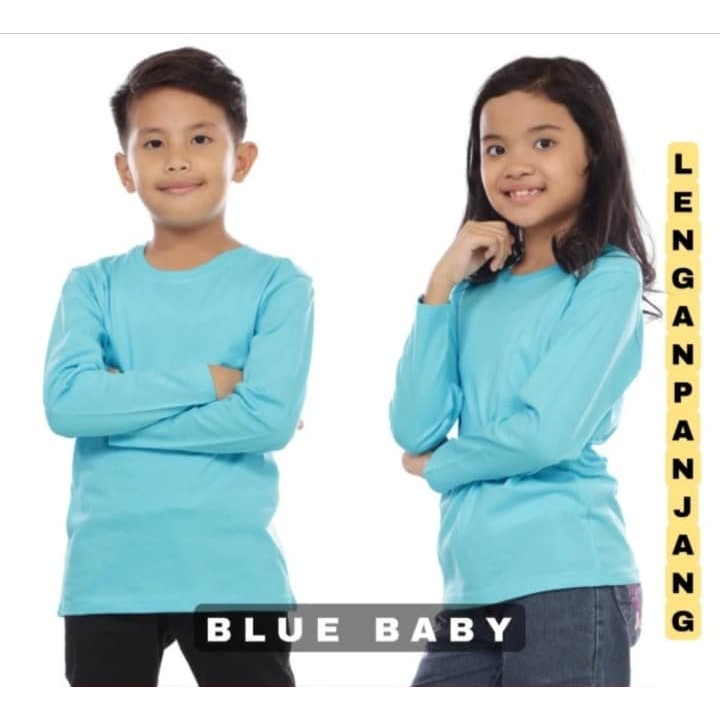 kaos polos anak BIRU MUDA lengan panjang - kaos polos biru muda- kaos oblong anak