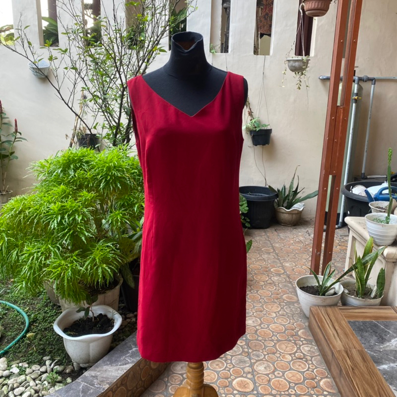 Dress Merah sifon Polos