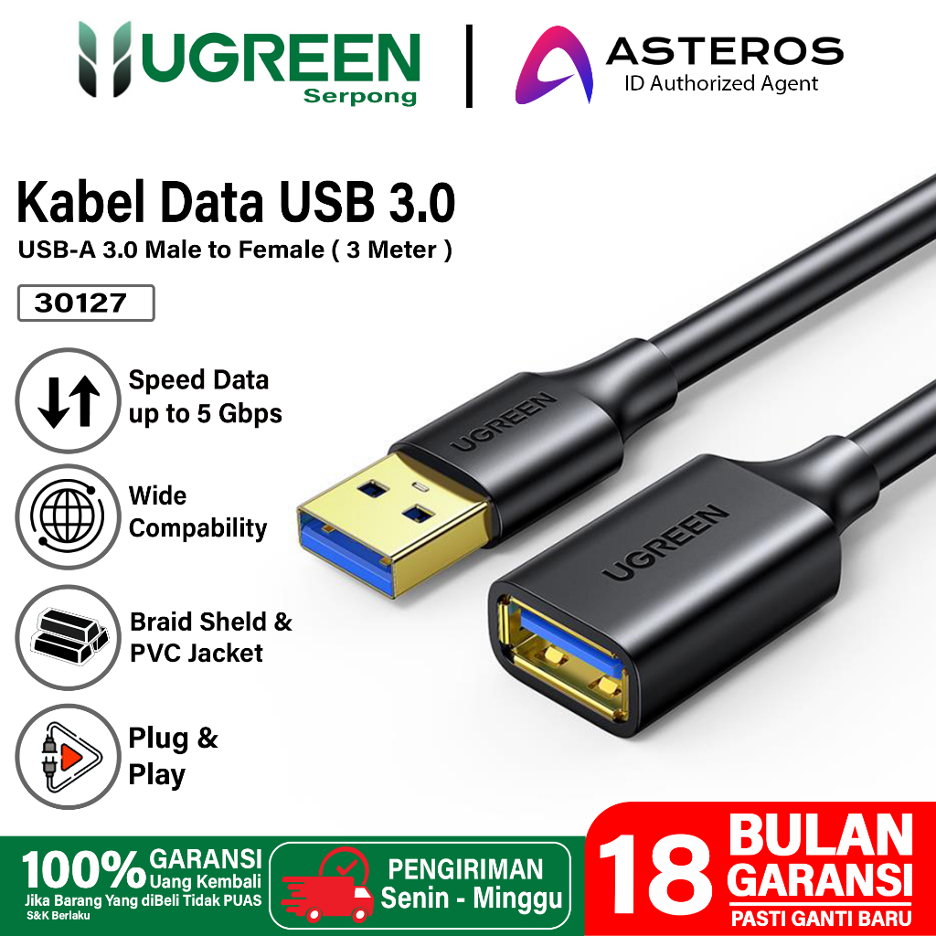 UGREEN Kabel USB 3.0 2.0 Extension Male To Female Round Cable 3m 5m 10m