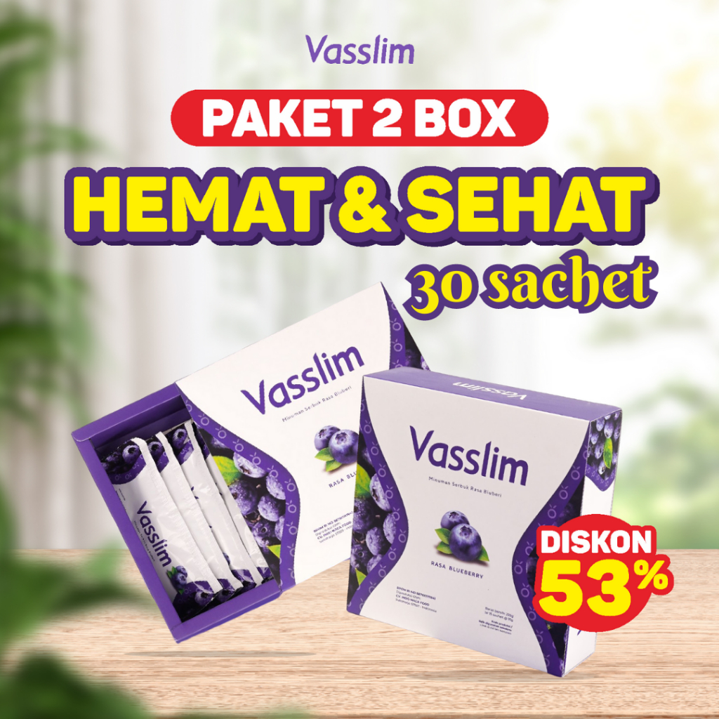 Paket 2 Box Vasslim Fiber Drink Diet Pelangsing Badan Penurun Berat Badan Cepat dan Ampuh Bpom Original