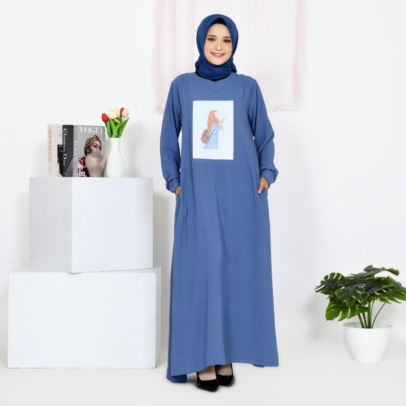 Gamis Terbaru 2023 Lebaran Wanita Varissa Dress Aplikasi Sablon  Dtf Size Jumbo Ukuran L XL XXL 3XL 4XL Ld 140 Bahan Crincle Airflow Adem