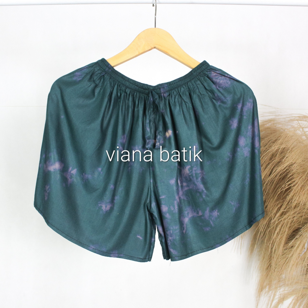 Hot Pants Celana Pendek Wanita Santai Dewasa Tie Dye Bahan Santung Rayon