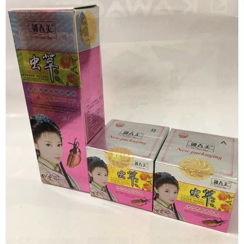 (Set 3in1 )Yu Chen Mei Cordyceps Sabun Cordyceps +Krim Siang +Kirim Malam Original /ISO