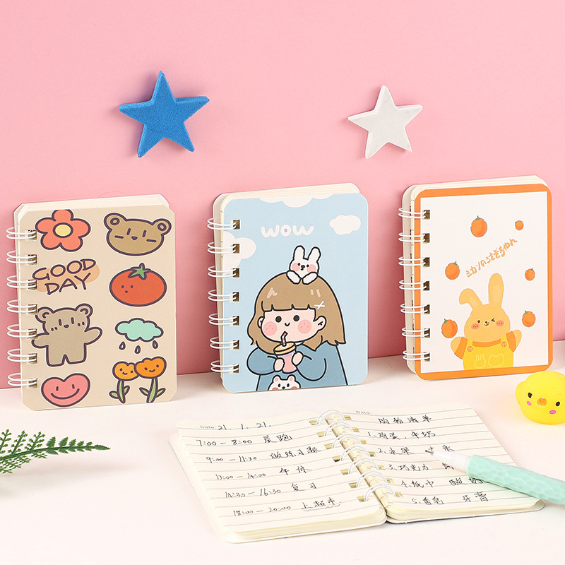 Buku Kecil Mini Book Anak Anak Lucu Notes A7 Catatan Harian Sekolah Memo Pad Note Book Untuk Siswa Unik Animasi Hewan Garis / Polos Sketchbook