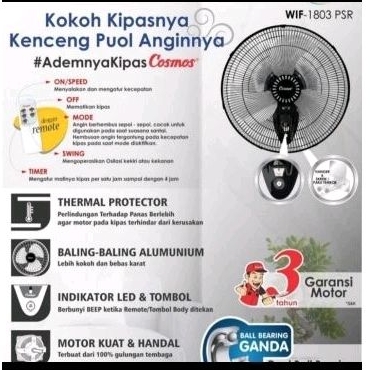 kipas angin baling besi cosmos WIF 1803 PSR kipas angin tornadoremote
