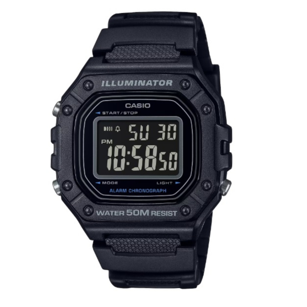 Jam Tangan Pria Casio W-218H-1BVDF Cowok W218H Original Rubber Strap Water Resist Garansi Resmi 1Tah